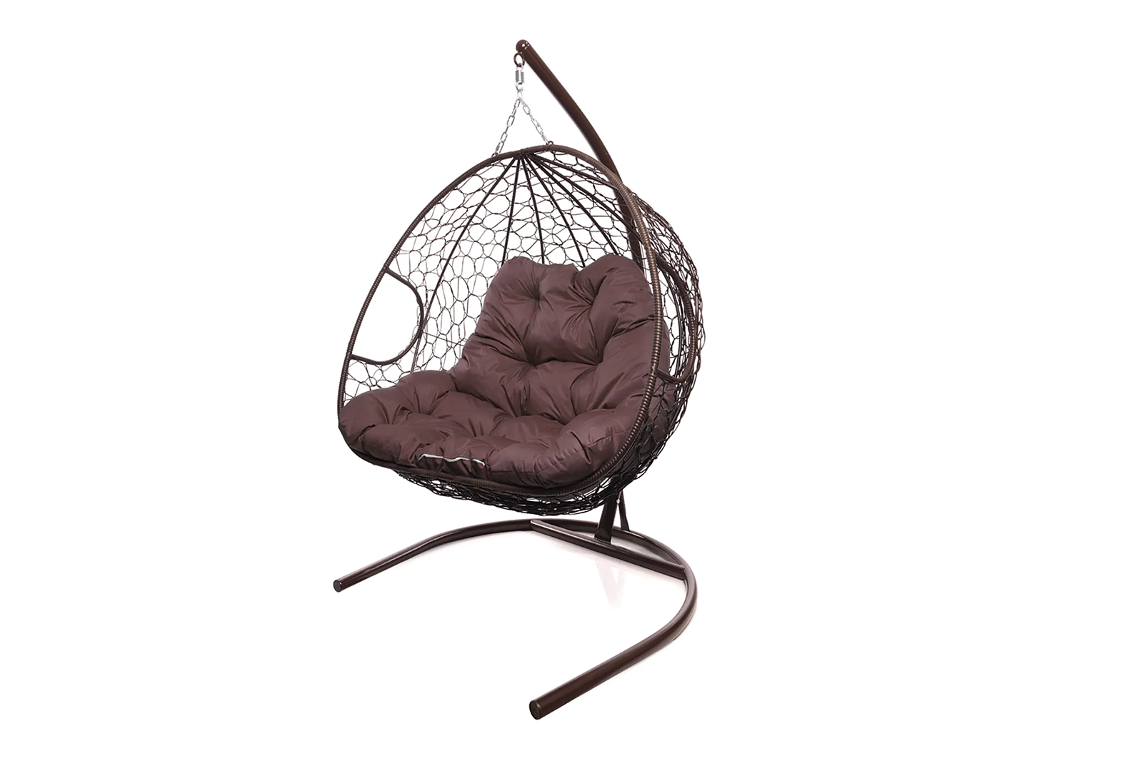 Кресло-кокон коричневый 2х-местный (бордовая подушка)