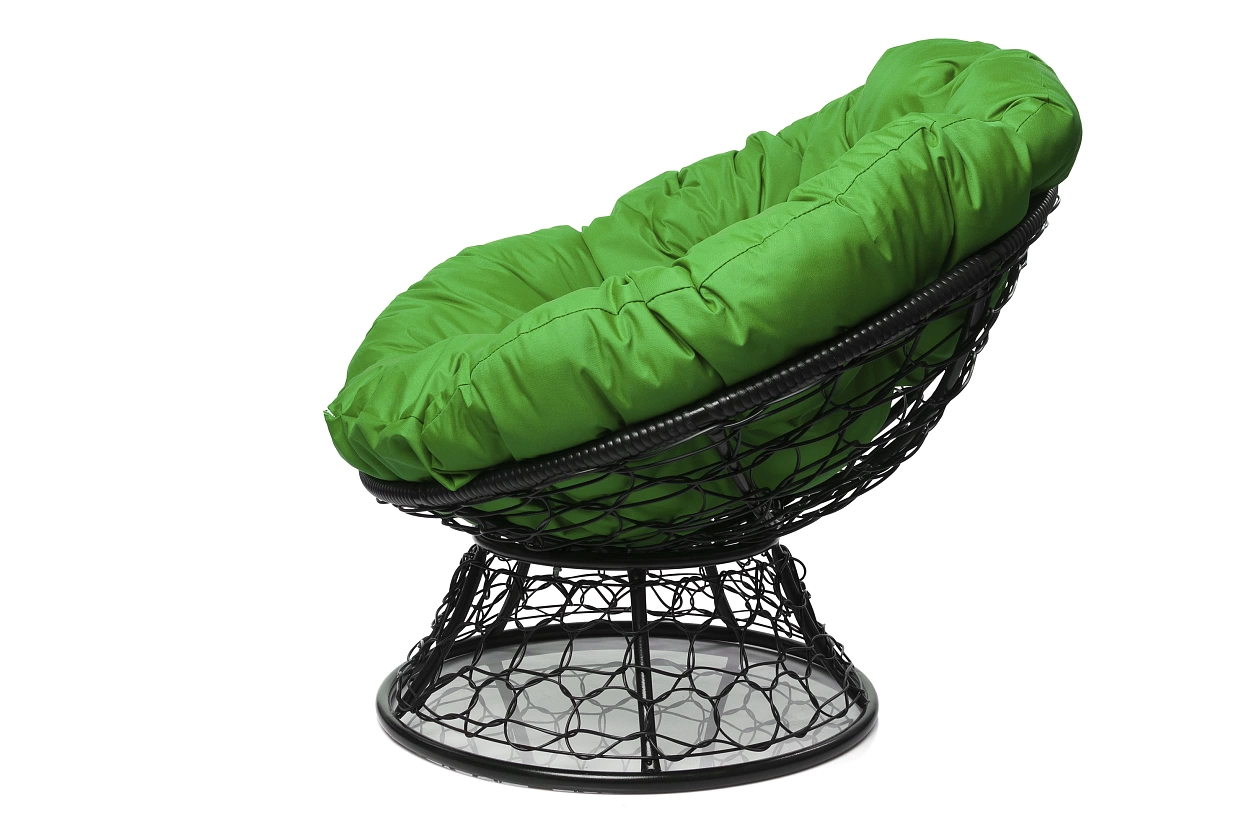 Папасан кресло черное (зеленая подушка)