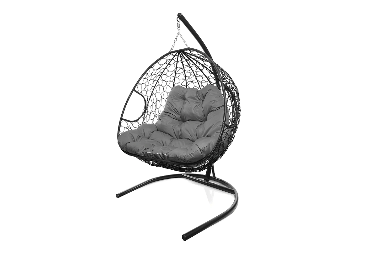 Кресло-кокон черный 2х-местный (серая подушка)