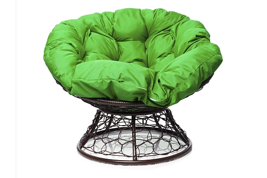 Папасан кресло коричневое (зеленая подушка)