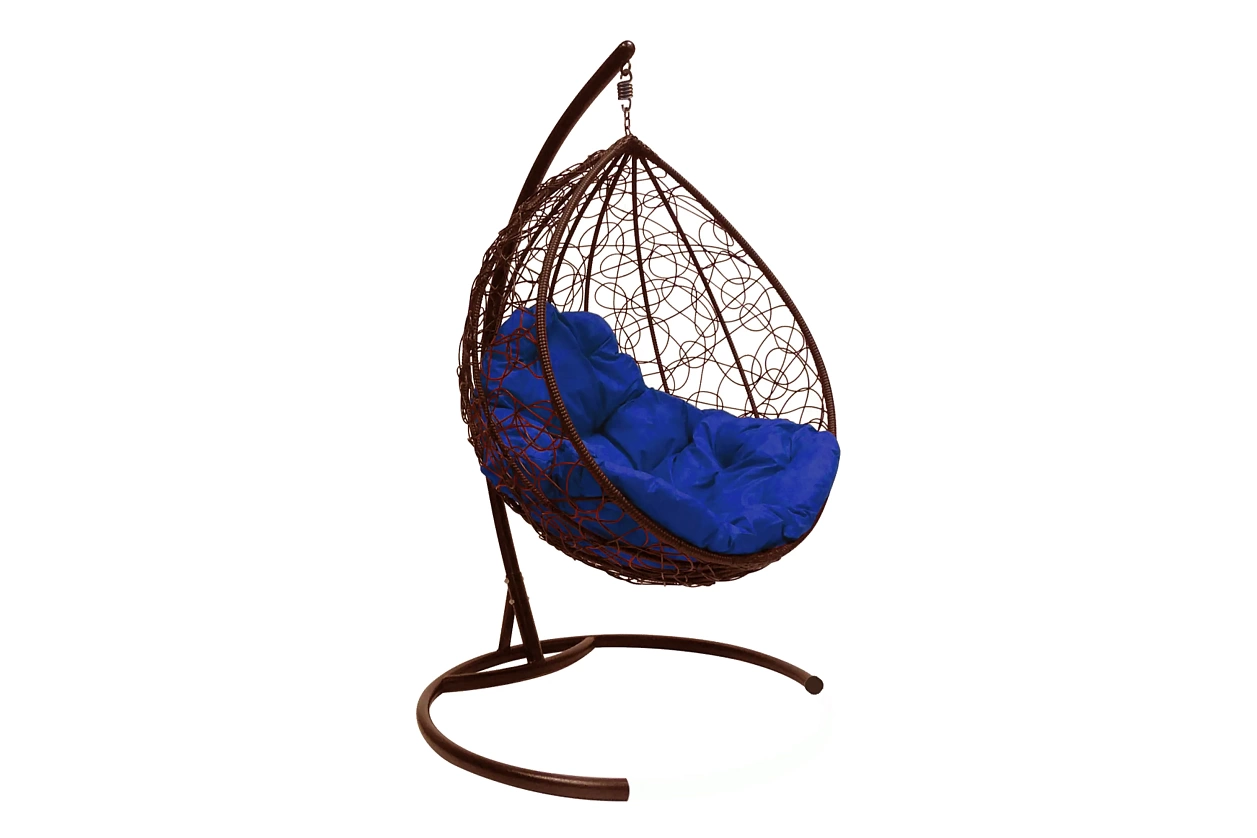КАПЛЯ кресло-кокон коричневый (синяя подушка)