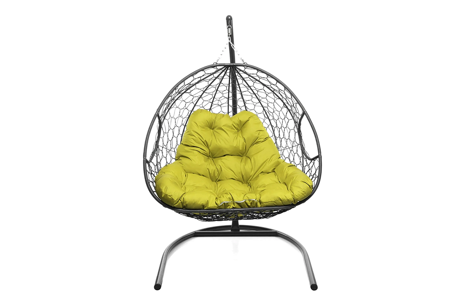 Кресло-кокон серый 2х-местный (желтая подушка)