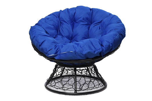 Папасан кресло черное (синяя подушка)