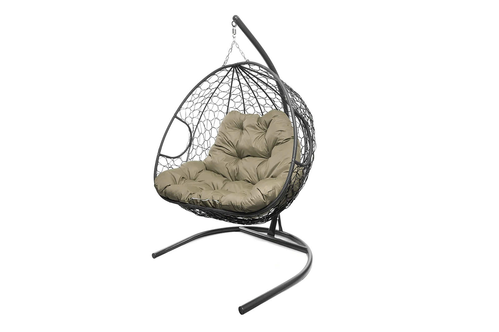 Кресло-кокон серый 2х-местный (бежевая подушка)