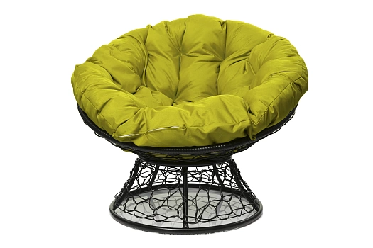 Папасан кресло черное (желтая подушка)