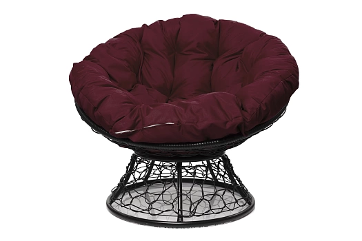 Папасан кресло черное (бордовая подушка)