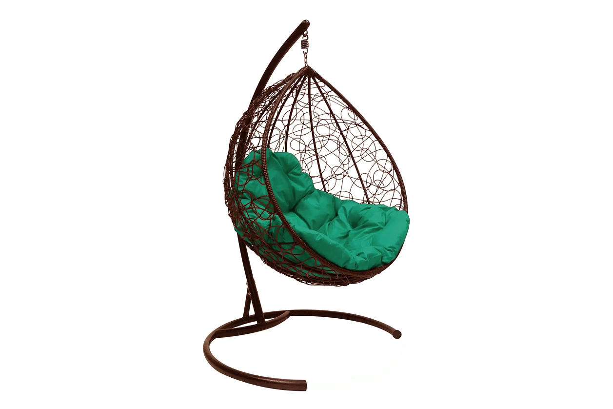 КАПЛЯ кресло-кокон коричневый (зеленая подушка)