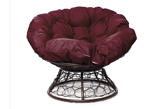 Папасан кресло коричневое (бордовая подушка)