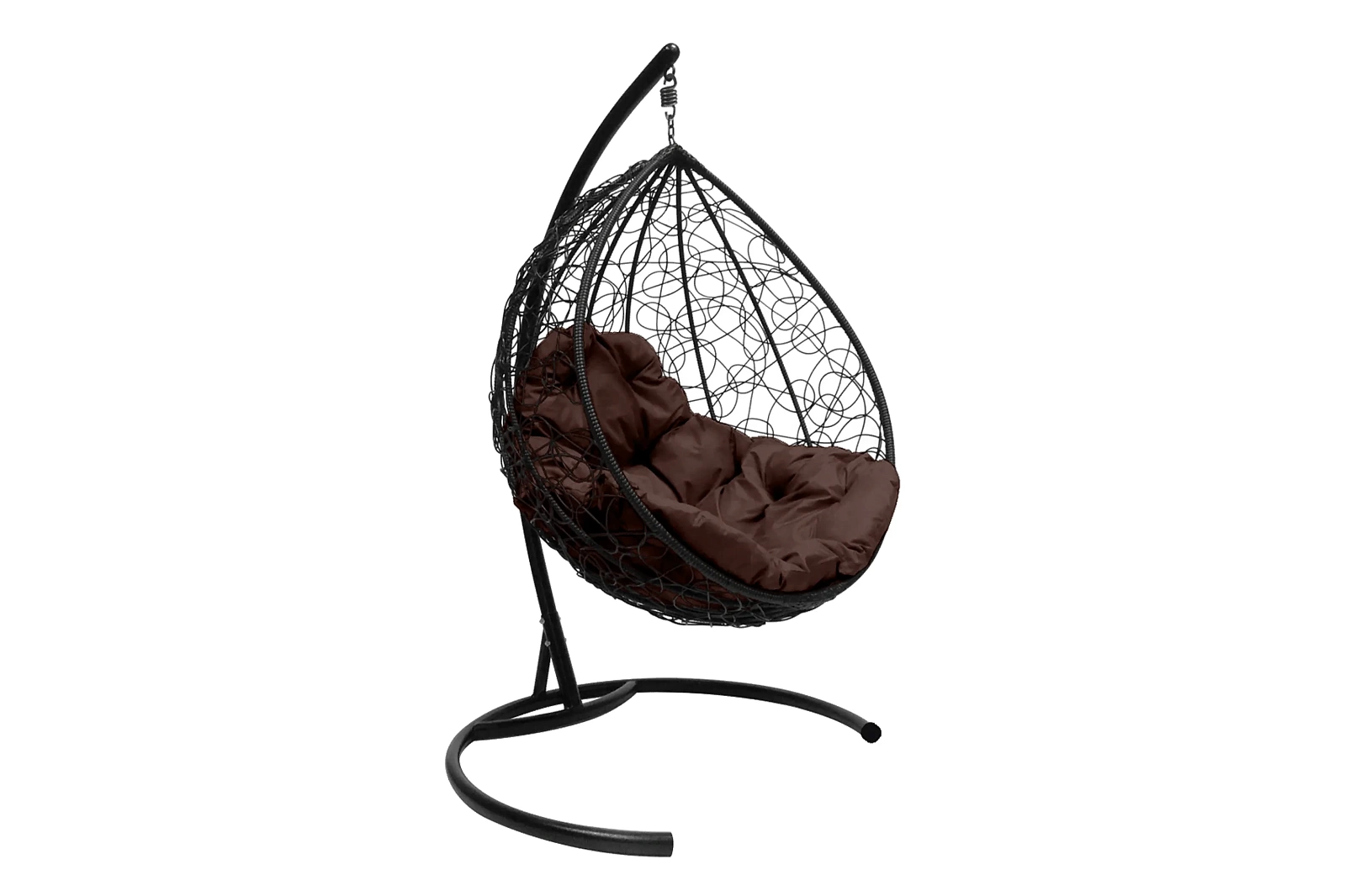 КАПЛЯ кресло-кокон черный (коричневая подушка)