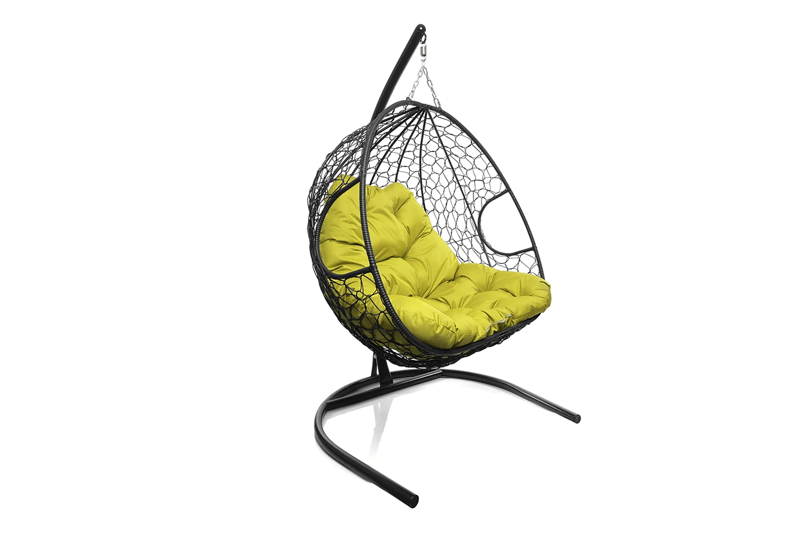 Кресло-кокон черный 2х-местный (желтая подушка)