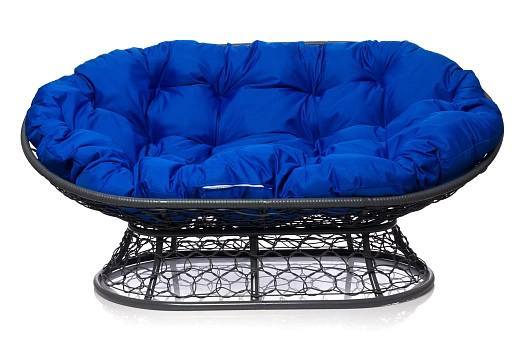 Мамасан кресло серое 2х-местное (синяя подушка)