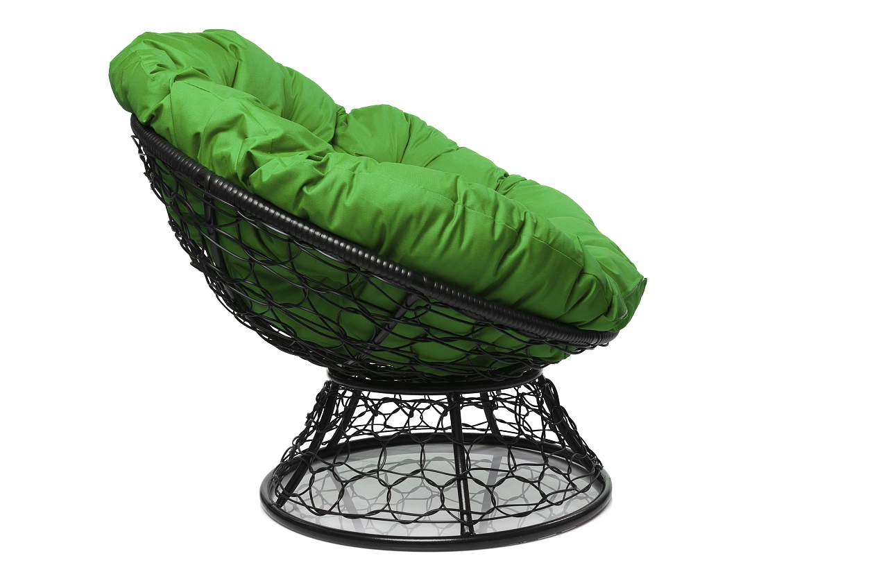 Папасан кресло черное (зеленая подушка)