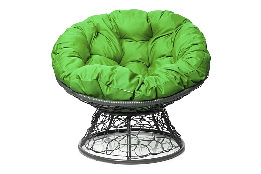 Папасан кресло серое (зеленая подушка)