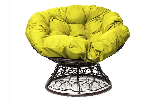 Папасан кресло коричневое (желтая подушка)