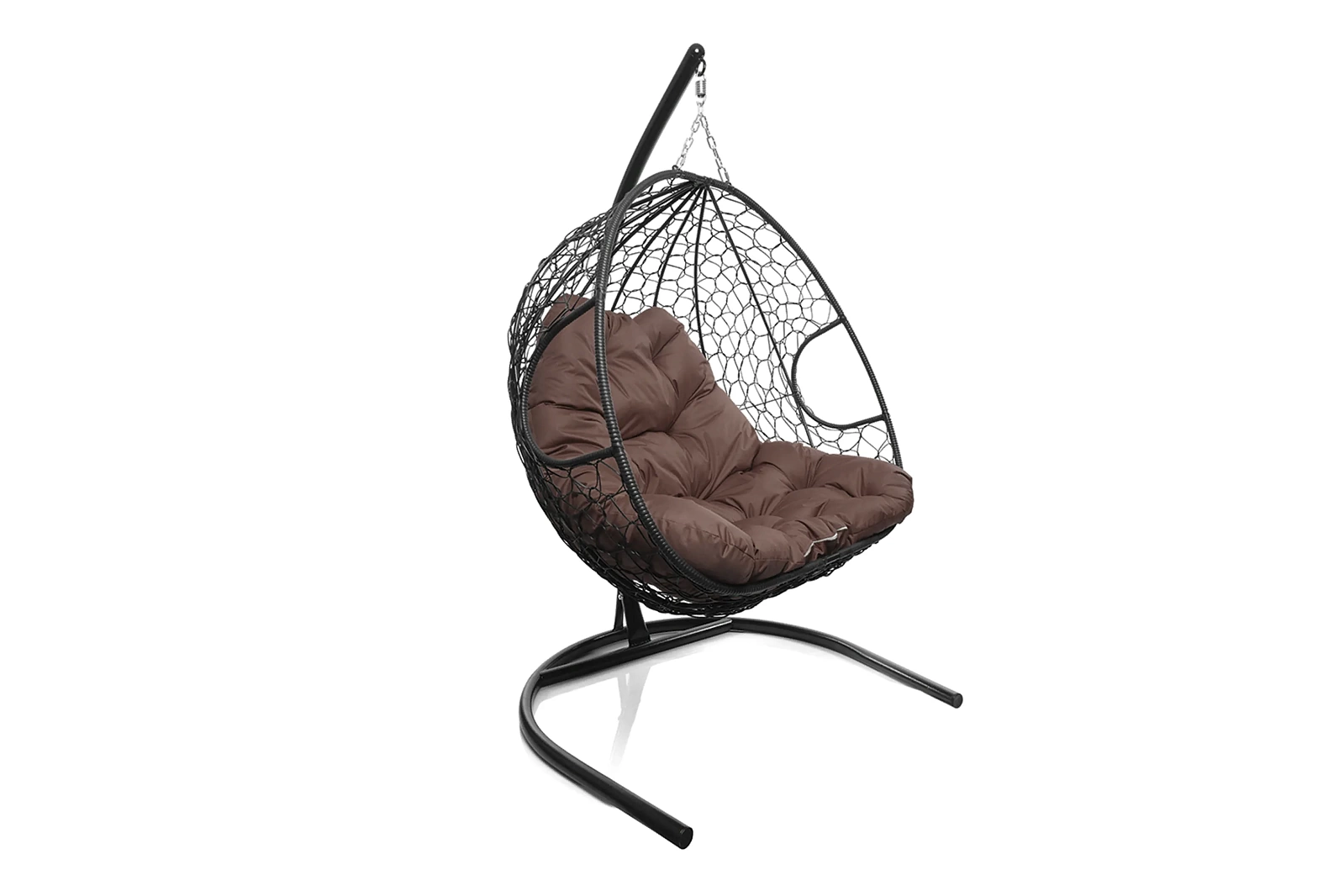 Кресло-кокон черный 2х-местный (коричневая подушка)