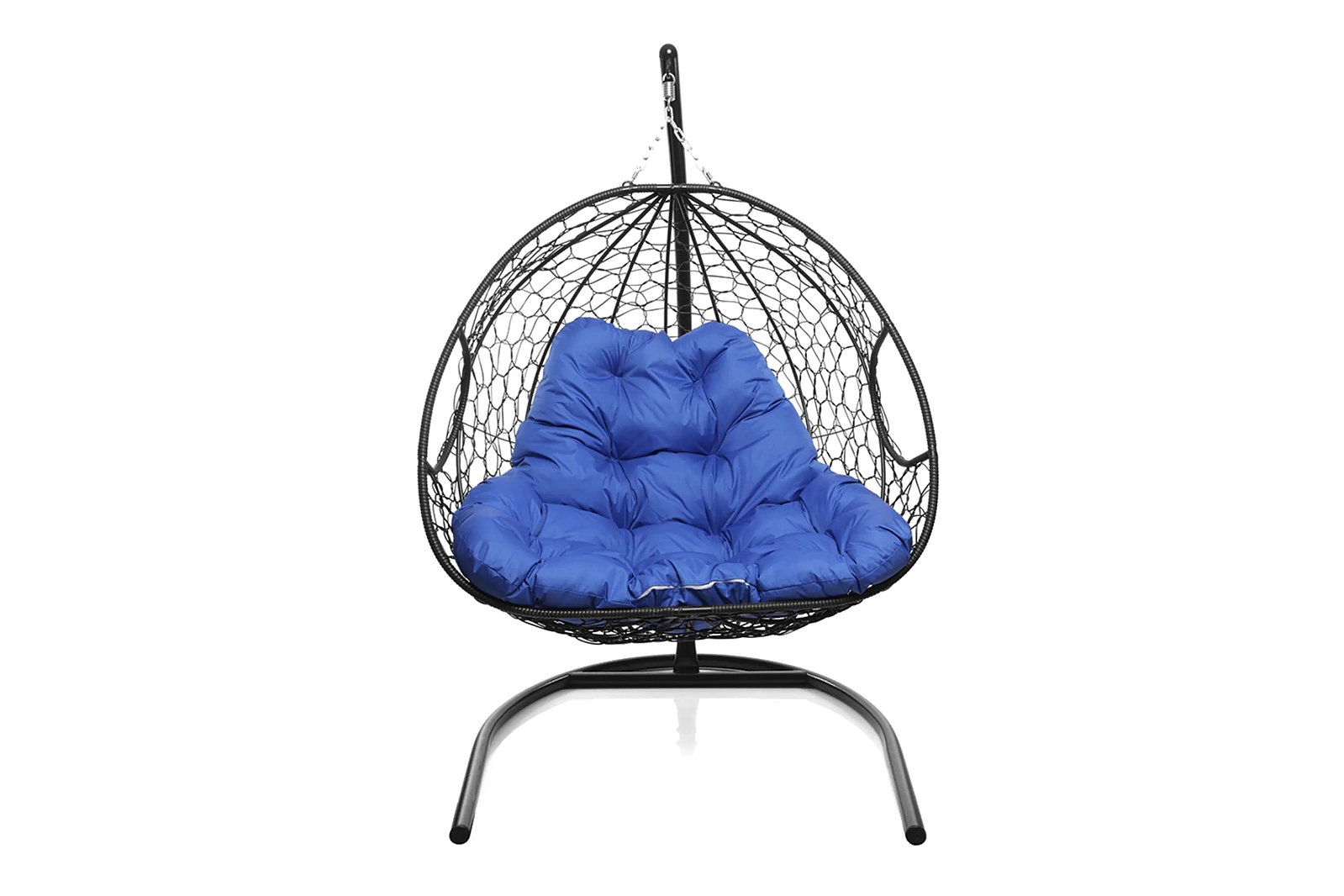 Кресло-кокон черный 2х-местный (синяя подушка)