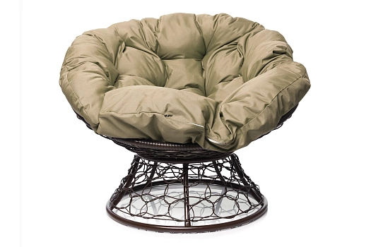 Папасан кресло коричневое (бежевая подушка)