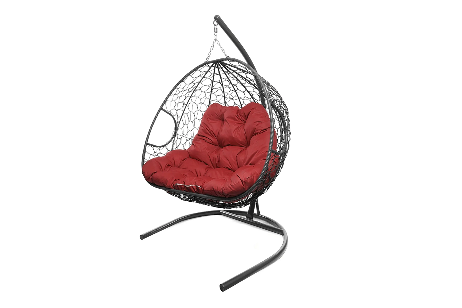 Кресло-кокон серый 2х-местный (красная подушка)