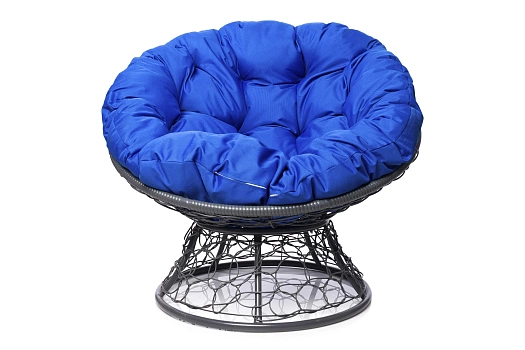 Папасан кресло серое (синяя подушка)