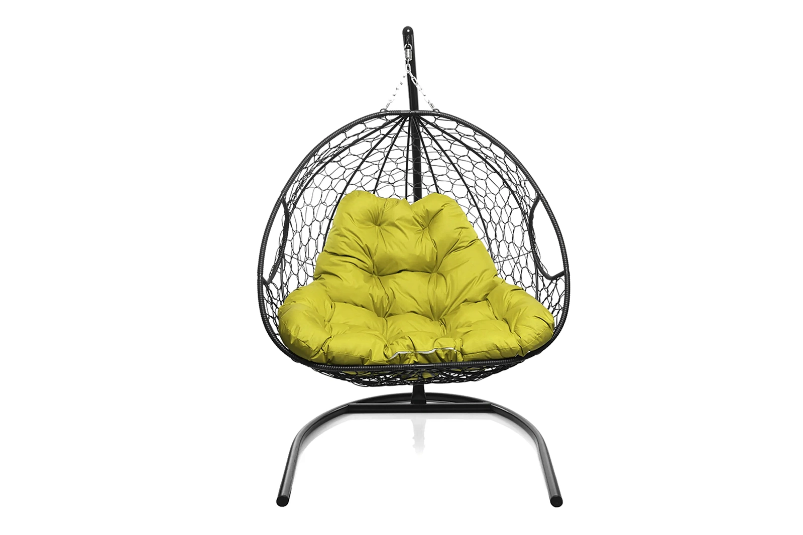 Кресло-кокон черный 2х-местный (желтая подушка)